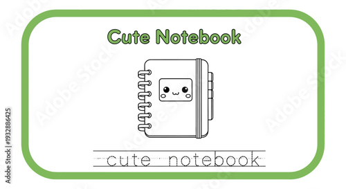 Cute Kawaii Notebook Illustration for Kids and School