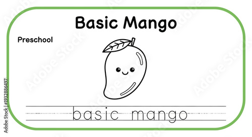 Cute Mango Outline for Preschool Learning - Basic Mango Tracing Worksheet