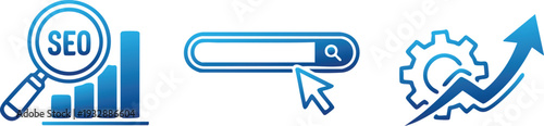 Website SEO Optimization and Growth Strategy Icon Set