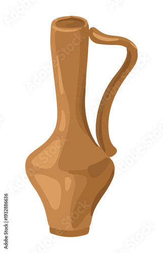 Clay Handmade Vase. Pottery item. Vector illustration.