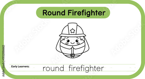 Cute Round Firefighter Character for Kids Learning Activity