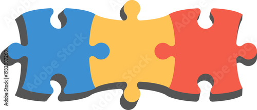 Puzzle pieces infographic template with colored elements and empty placeholders. Modern layout for business and educational projects.