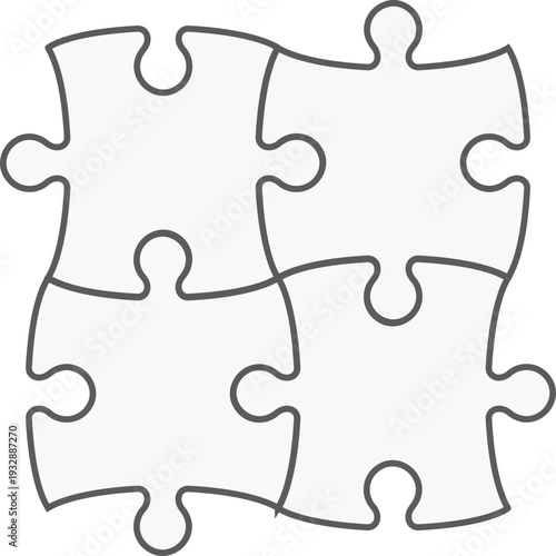 Interconnected puzzle pieces forming structured grid. Blank infographic frames for business and educational projects.