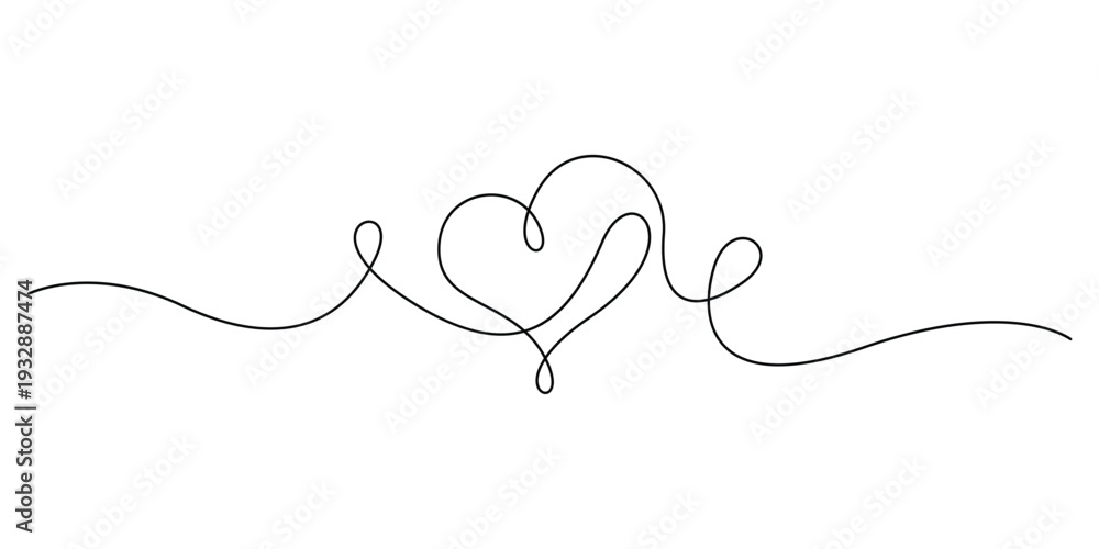 Fototapeta premium One Line Drawing of a Heart Shape for Love and Romance Minimalist Continuous Line Art of a Heart Symbolizing Passion and Connection