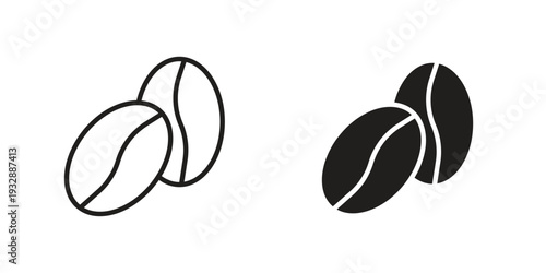 Coffee Bean icons. Vector illustration. Editable stroke. Isolated icon suitable for web,