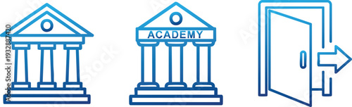 Government Building Line Icons Set