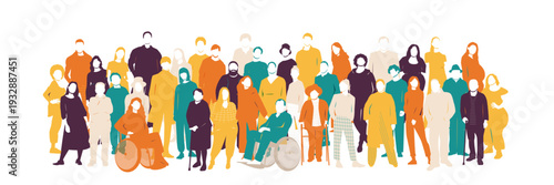 Different people standing together. Crowd concept.