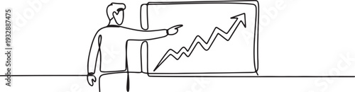 Continuous line drawing of a diverging arrow symbolizing choice and decisionmaking for business strategy future planning ,Business Presentation Growth Continuous Line Drawing or personal development p