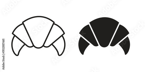 Croissant icons. Vector illustration. Editable stroke. Isolated icon suitable for web,