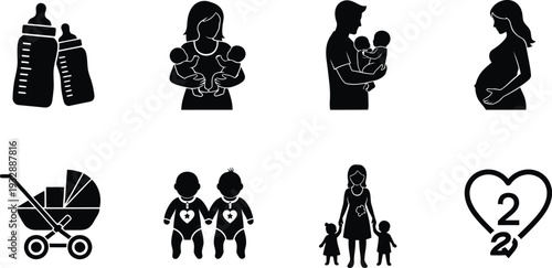 Icon bundle for family pregnancy and parenting concepts