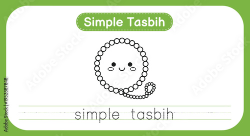 Cute Simple Tasbih Character for Kids Learning Islamic Prayer Beads