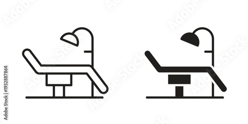 Dentist chair icons. Vector illustration. Editable stroke. Isolated icon suitable for web,