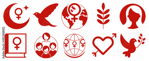 international womens day empowerment icon set