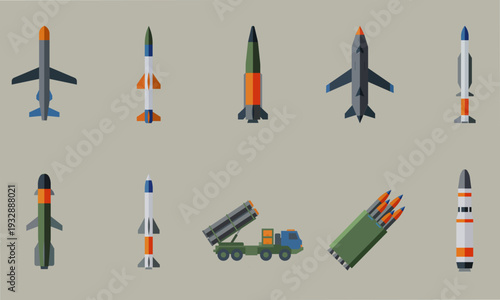 10 military missiles and rocket artillery defense systems without text labels