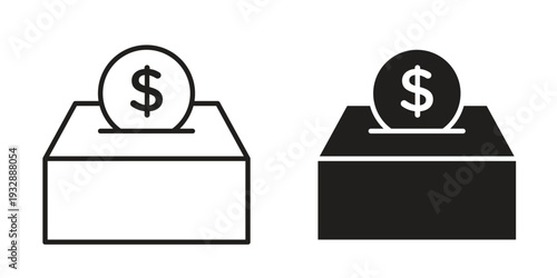 Donation box icons. Vector illustration. Editable stroke. Isolated icon suitable for web,