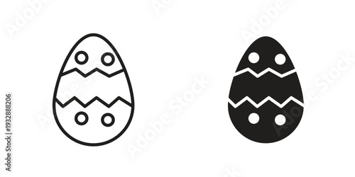 Easter egg icons. Vector illustration. Editable stroke. Isolated icon suitable for web,