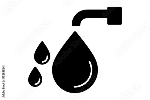  silhouette of water droplets cascading from a tap, representing concepts of conservation and resource management 