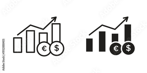 Exchange rate icons. Vector illustration. Editable stroke. Isolated icon suitable for web,