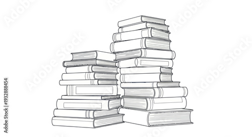 Stack of Books Illustration - Vintage Library Collection