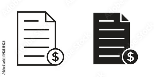Financial report icons. Vector illustration. Editable stroke. Isolated icon suitable for web,