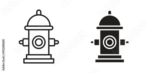 Fire hydrant icons. Vector illustration. Editable stroke. Isolated icon suitable for web,