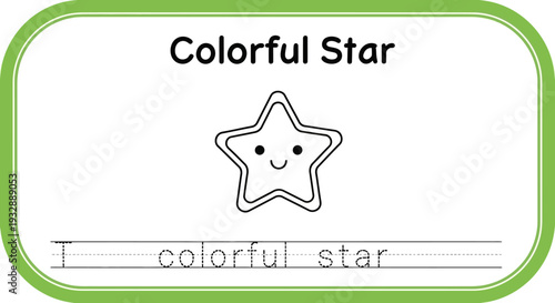 Cute Star Drawing for Kids Learning to Trace Letters and Colors