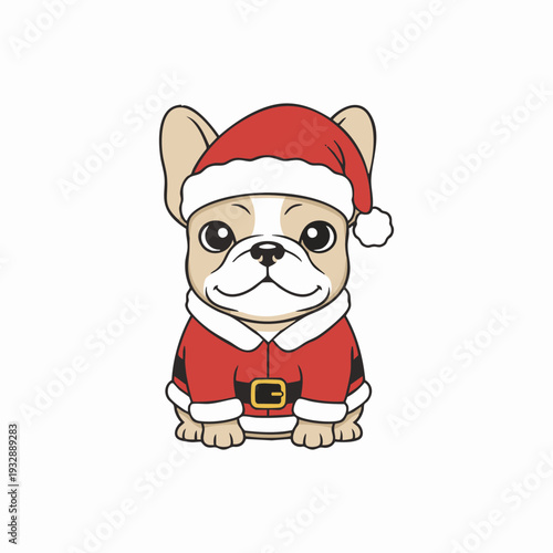 cute christmas french bulldog in santa outfit