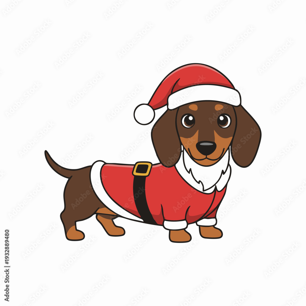 Obraz premium cute dachshund dog in santa claus costume
