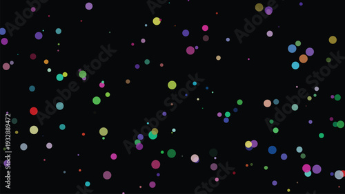 Random colorful circles vector background. Minimalist trendy abstract polka dot seamless pattern on dark background. Vector illustration.