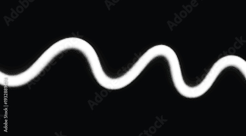 White wavy line made of small dots on black background, decorative element for design
