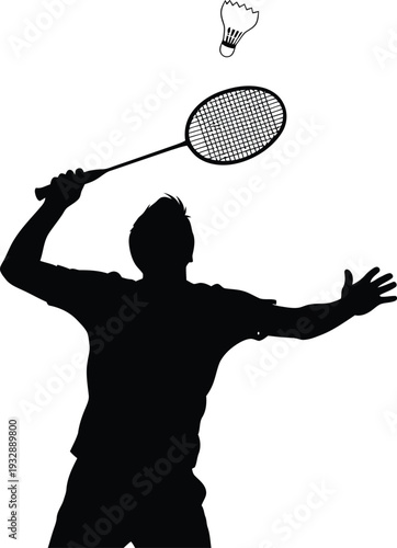 Man Playing Badminton Silhouette