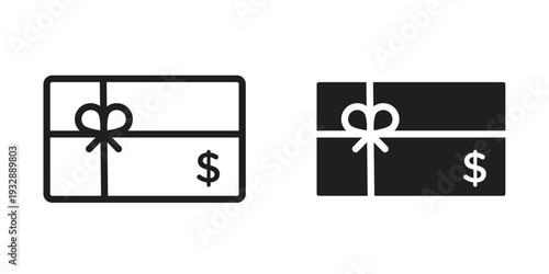 Gift voucher icons. Vector illustration. Editable stroke. Isolated icon suitable for web,