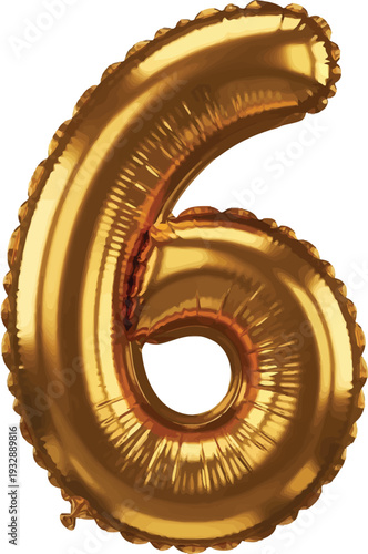 Golden Number Six Balloon