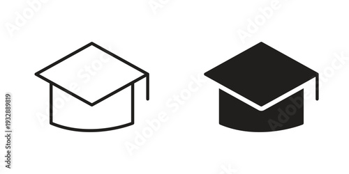 Graduation cap icons. Vector illustration. Editable stroke. Isolated icon suitable for web,