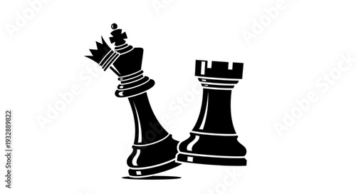 Chess pieces - King and Rook, a strategic black and white image.