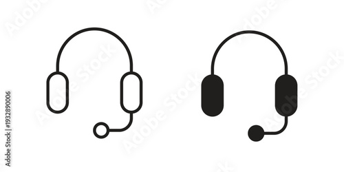 Headphone icons. Vector illustration. Editable stroke. Isolated icon suitable for web,