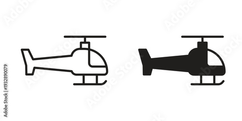 Helicopter icons. Vector illustration. Editable stroke. Isolated icon suitable for web,
