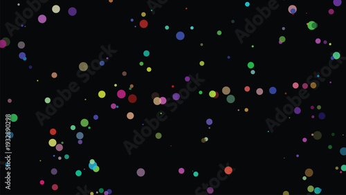 Random colorful circles vector background. Minimalist trendy abstract polka dot seamless pattern on dark background. Vector illustration.