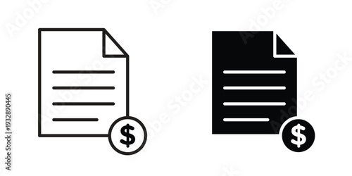 Invoice payment icons. Vector illustration. Editable stroke. Isolated icon suitable for web,