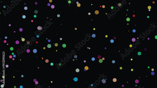 Random colorful circles vector background. Minimalist trendy abstract polka dot seamless pattern on dark background. Vector illustration.