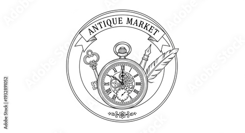Antique Market emblem featuring intricate design elements and historical significance.
