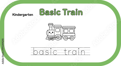 Kindergarten Basic Train Coloring Page for Kids Education