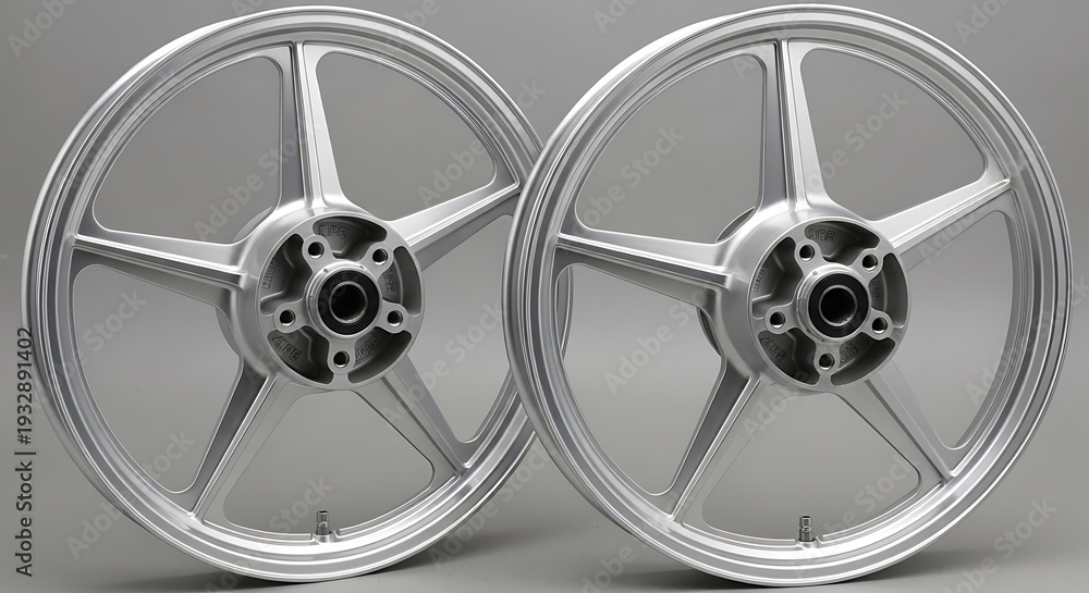 Naklejka premium A pair of shiny motorcycle wheels illustration
