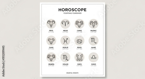 Horoscope Zodiac Signs Displayed on a White Background with Illustrations.