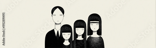 Monochrome Pencil Family Icon Avant Garde Style