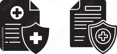 Health insurance policy and medical record protection icon