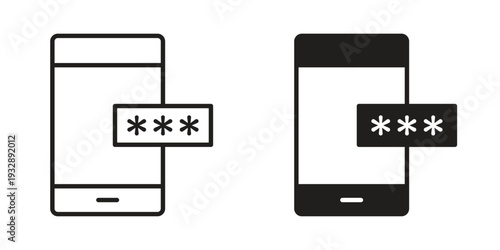 Otp sms password icons. Vector illustration. Editable stroke. Isolated icon suitable for web,