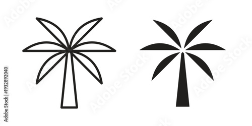 Palm tree icons. Vector illustration. Editable stroke. Isolated icon suitable for web,