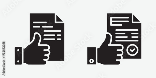 Document approval and verification thumbs up icons