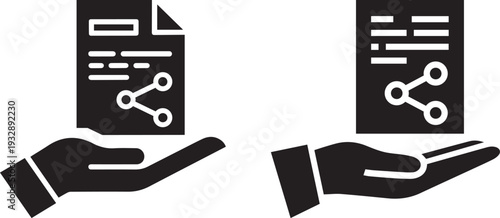 Hand sharing digital document icon